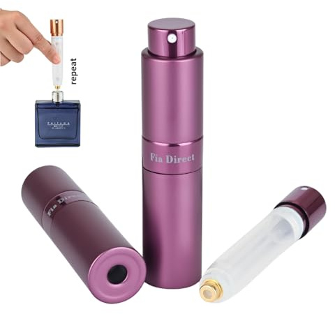 Fia Direct Atomiseur de parfum rotatif à visser de 10 ml, rechargeable et format voyage, anti-fuite, fond rechargeable, petit vaporisateur portable luxueux pour homme et femme (violet)