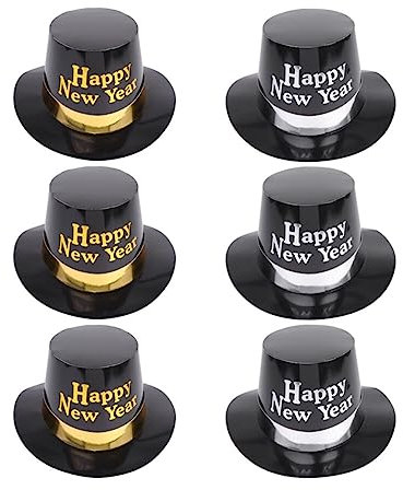 PRETYZOOM 6stücke Pack Neujahrshüte Aus Papier Mit Aufdruck Frohes Neues Jahr Zylinderhüte Für Festivals Und Partys Kreative Kopfbedeckungen Als Geschenke Für Neujahr Und Cosplay-events