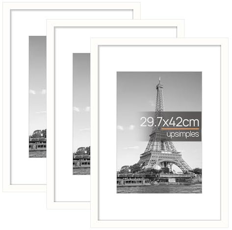 upsimples 3 Pack Bilderrahmen A3, Rahmen A3 Weiß, Picture Frame 29,7x42 cm