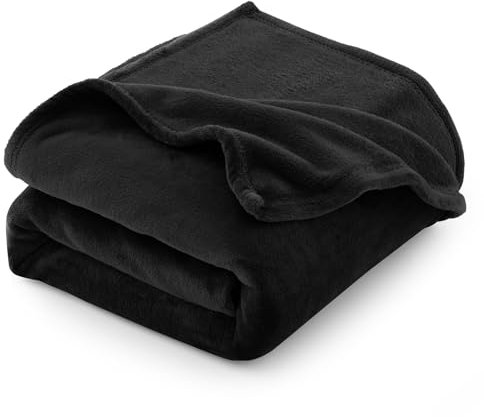 CozyLux Manta mullida de forro polar, manta cálida para invierno, suave, XXL, 220 x 240 cm, negro