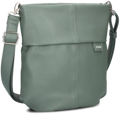 Zwei Damen Handtasche Mademoiselle.M M90 Umhängetasche 6 Liter klassische Crossbody Bag, weiches Kunstleder, Schulter-Tasche inklusive zweitem kurzen Gurt (eucalyptus)