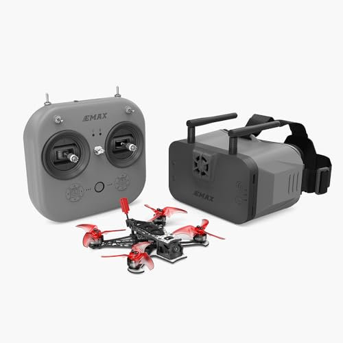 EMAX Tinyhawk 3 Plus Freestyle Drohne RTF Kit Ready To Fly FPV HD Zero Drohnen Mini Racing Quadrocopter Robuster Carbonfaserrahmen mit Brille und E8-Funksender für Kinder Erwachsene und Anfänger