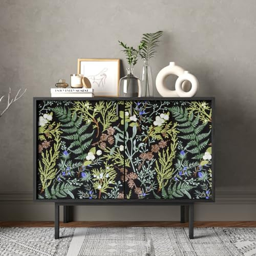 Umtiti 17.3in x 236in Tropical Moss Leaf with Floral Peel and Stick Wallpaper，Diablo Series Vinyl Self-Adhesive Waterproof Wallpaper for Home and Office Decoration (L93192-6，UK