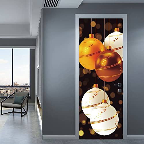 Türtapete Selbstklebend Stern Orange Schwarz Türfolie Selbstklebend PVC Türaufkleber Abnehmbar Türposter Abziehen und Aufkleben Türtapete Wasserdichte Tür Folie Selbstklebend 95x215cm