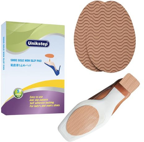 UNIKSTEP 5 paires de poignées antidérapantes pour semelle de chaussure, coussinets en caoutchouc auto-adhésifs antidérapants avec design ondulé, protections pour le bas de la chaussure et le talon
