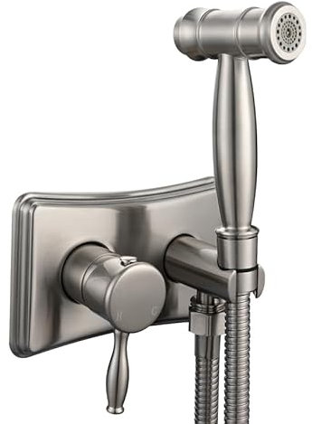 Doccetta Bidet Per Wc Con Miscelatore Acqua Calda E Fredda Doccino Per Bidet Universale Monocomando Per Wc Bagno argento Spazzolato