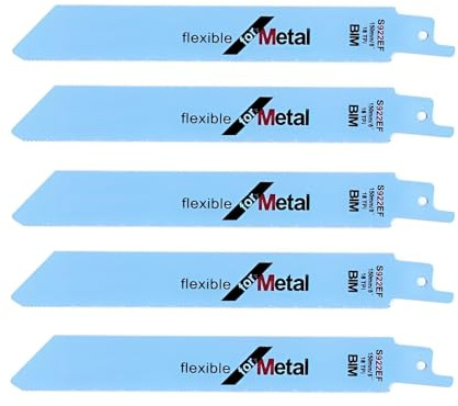 MiJunHD 5Pcs S922EF BIM 18PTI Saw Blade, 1.4mm Teeth, 150mm 6inch Flexible Reciprocating Saw Blades for Cutting Wood & Metal