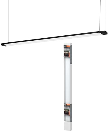 LEDVANCE Office Line Slab, flache Bürodeckenleuchte, 1.2 m, 40 W, 4100 lm, 4000 K, 840 kaltweiß, 3-stufig dimmbar, schwarzes Aluminium, IP20