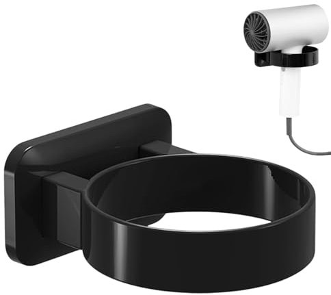 Rixotix Fön Halterung, Wandmontage Haartrockner Halter, Fönhalter, Ohne Bohren Selbstklebender Halterung Föhn, Haartrocknerhalter, (Schwarz)