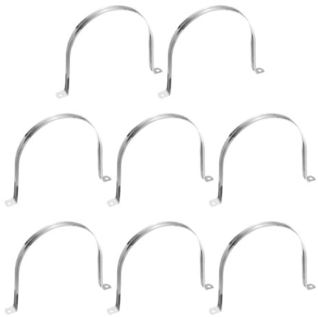 sourcing map 8 Pcs 150mm(5-29/32) Cable Clamp, 304 Stainless Steel Coated Cushioned Insulated Cable Clamp 2 Hole U-Tube Strap Clamp for Lines Pipe Hose Wire Cord Installation, Silver
