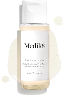 Medik8 Press & Glow Travel Size - Daily PHA Exfoliating Facial Toner - Smooths Skin Surface & Boosts Skin Radiance - All Skin Types - 30ml