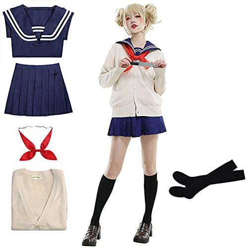 Gooyeh MHA - Disfraz de cosplay de Toga Himiko, uniforme de colegiala MHA Toga Himiko JK, conjunto completo de disfraz de anime para fiesta de Halloween