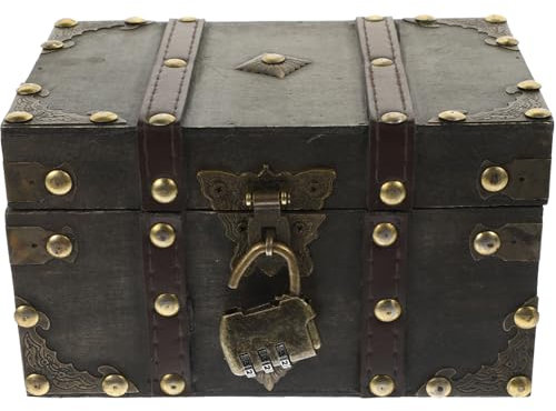 VICASKY Kasten Schmuckschachtel mit Schloss abschließbar retro alte Schatztruhe groß aufbewahrungsdose storage boxes Aufbewahrungsbox für Ohrringe Vintage Schmuck-Organizer PU-Leder Grey