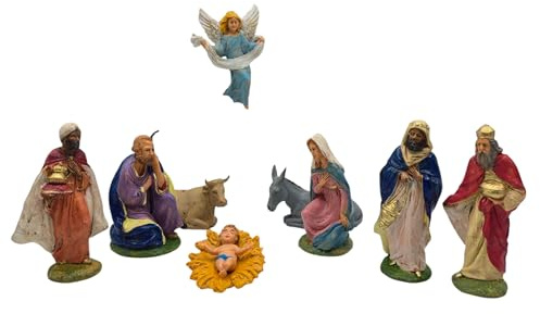 arkamii Krippenfiguren-Set Weihnachtskrippe handbemalt, hergestellt in Italien (Figuren, 12 cm)
