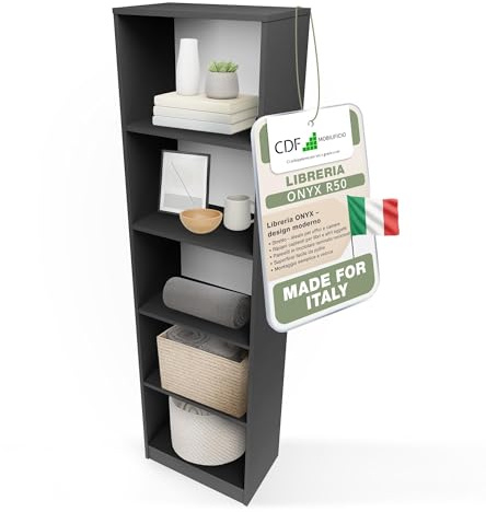 CDF Bibliothèque Ouverte Meuble à Case de Rangement avec Compartiments Colonne pour Bureau Salle à Manger Home Office Salon Livres Dossiers Décoration Chambre Modern Vertical - Anthracite 50 cm