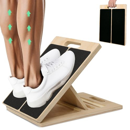 Portable Slant Board for Calf Stretching, 350 Lbs Weight Capacity, Adjustable Wooden Incline Board for Calf Stretcher, Physical Therapy Equipment for Leg, Knees, Heel, Ankle (Black)