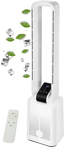 Turmventilator sehr leise Ventilator DC Motor Fernbedienung Oszillierend LED-Display 3 Modi 12 Stufen Tower-Ventilator Säulenventilator Standventilator Luftkühler 15h Timer Tower Fan (Granada White)