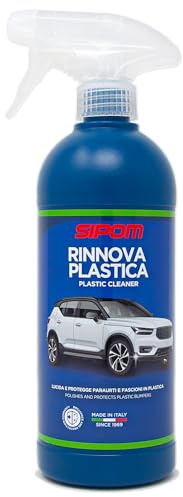 SIPOM Rinnova Plastiche Auto | Trattamento Protettivo UV e Antistatico per Plastiche Esterne, Paraurti, Modanature e Guarnizioni | Effetto Opaco Naturale | 500 ml | Made in Italy