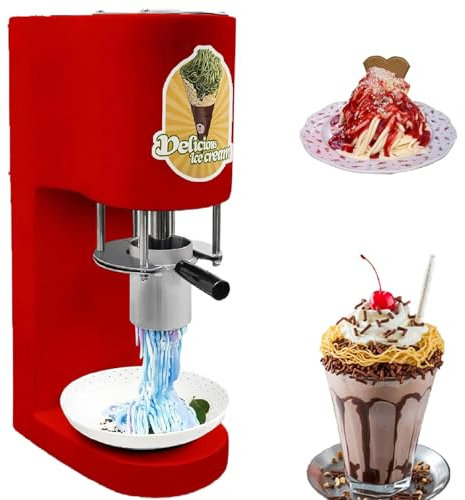 ylpddmm Máquina para Hacer Helado Gelato, máquina para Hacer Helados, 4 moldes Intercambiables, Arranque con un Solo Toque, Soft Serve Ice Cream Machine para Tiendas y Catering, tolva de 420 ml,Red