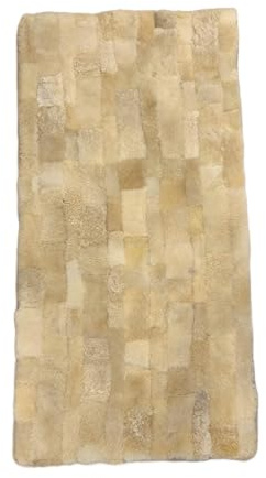 Leibersperger Couverture en peau d'agneau patchwork pour canapé et fauteuil Beige 120 x 60 cm