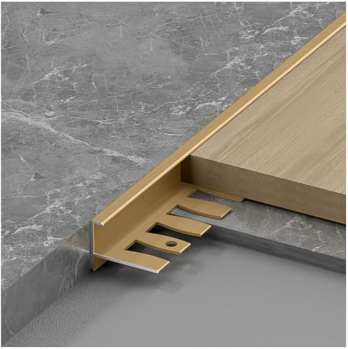 3 Stück Übergangsprofil, 90Cm Ausgleichsprofil aus eloxiertem, Boden Höhenausgleich Abdeckleiste für Laminat, Fliesen(Gold,H 8mm x L 2.7m(90cm*3))