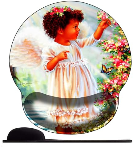 3D Tapis de Souris Ergonomique - Tapis de Souris Gamer avec Repose Poignet, Confort avec Repose- Gaming Mouse Pad pour Ordinateur Portable -Petit Ange de Dessin animé