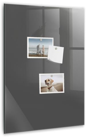 Glasmagnettafel hochformat | Premium Whiteboard Glas | Magnetisch, beschreibbar & dekorativ für Homeoffice - 40x60cm Grau