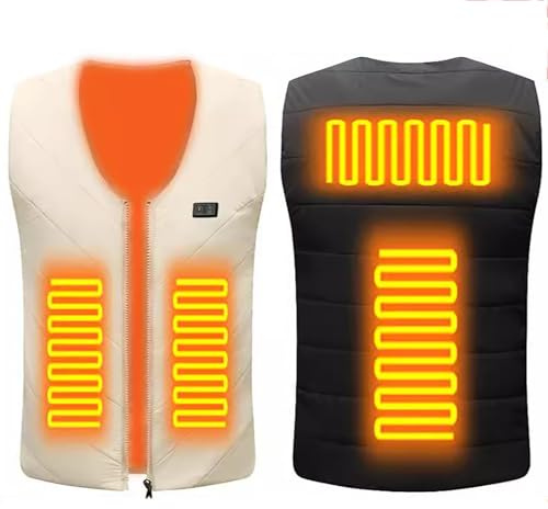 Gilet Riscaldato Uomo Donna in Nylon Termico Costante con USB Piumino Riscaldate Anziani Senza Maniche 100 Grammi Smanicato Riscaldata Imbottita Trapuntata per Sci Caccia Moto Pesca Trekking Bici,L