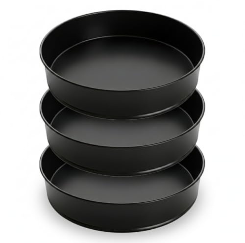 KasaBona 10 Inch Round Cake Tin – Non-Stick Stainless Steel Mould Round Baking Pans for Layer Cakes, Birthday, Wedding Roasting & Serving, Durable (10 Cake Tin – 3 Set)