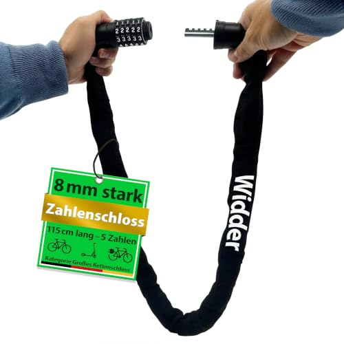 WIDDER 115cm sicheres Kettenschloss mit Zahlen – extra-große Zahlenräder
