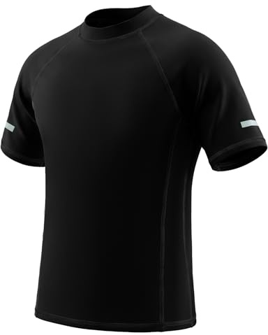 Keyck Maillot de Bain Enfant Garçon Fille Manches Courtes T-Shirt 7-15 Ans | Anti-UV, avec Bandes Réfléchissantes, Protection Solaire, Séchage Rapide, Haut de Bain Rashguard, Natation Surf Plage Piscine
