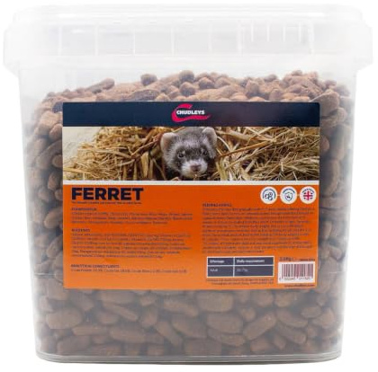 Chudleys Ferret Food Bucket 2.6kg - Complete Dry Ferret Food with Chicken, Salmon and Taurine, High Protein Adult Ferret Diet with Vitamins and Minerals