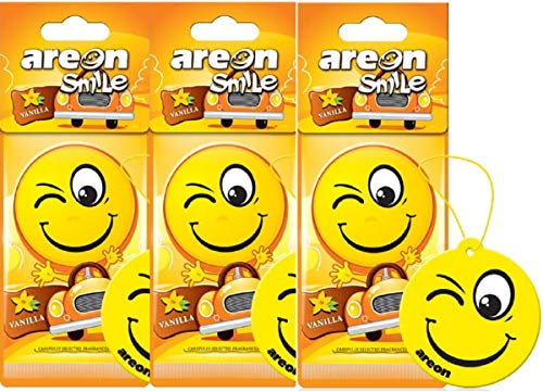 Areon Smile Dry - Ambientador para coche, color amarillo dulce, paquete de 3