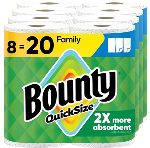 Bounty Quick Size Paper Towels, White, 8 Family Rolls