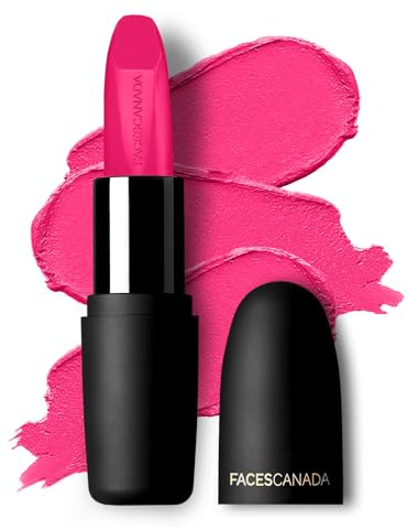 FACES CANADA Weightless Matte Lipstick - Fuschia Wave 02 (Pink), 4.5g Highly Pigmented Lip Color Smooth One Stroke Glide Moisturizes & Hydrates Lips Vitamin E, Jojoba & Almond Oil Enriched