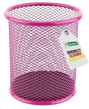 LEVIATAN Metall Stifteköcher - Stiftehalter rund aus Drahtmetall - Mesh Multifunktions Becher für Kugelschreiber - Stifte Halter für Büro/Schule Ø91 mm, Rosa