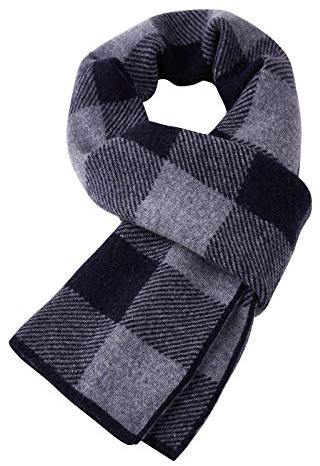 WANYING Herren Kaschmir Schal (65% Wolle+35% Kaschmir) Wolleschal Strickschal Herrenschal Extra Warm Weich für Winter Herbst - Gestreift Kariert