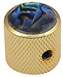 Boston Potiknopf, Dome Knob, mit Abalone-Einlage, 18x18mm, mit Schraube, gold