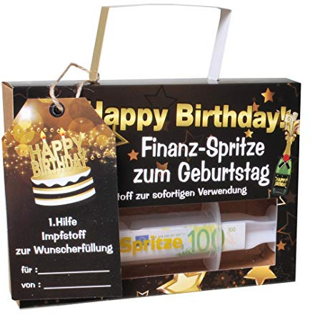 Udo Schmidt Geldzspritze zum Befüllen mit Geld Geburtstag Geldgeschenkidee