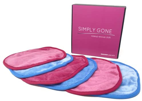 Simply Gone Mini Makeup Remover Cloths | Reusable Microfibre Makeup Remover Pads Ideal for Sensitive Skin. (Pink & Blue – 6 Pack)
