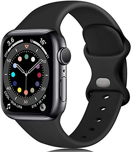 Epova Silicone Strap Compatible with Apple Watch Strap 44mm 45mm 46mm 49mm | Breathable Waterproof Replacement Straps for iWatch SE3 SE2 SE Series 11 10 9 8 7 6 5 4 3 2 1 Ultra, Black, Large