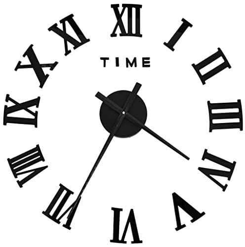 vidaXL 3D Wanduhr Modernes Design Extragroß Dekorativ Deko Wand Uhr Wandtattoo Dekoration Analoguhr Wohnzimmer DIY Eva Schwarz 100cm XXL