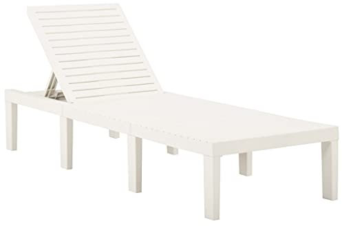vidaXL Sonnenliege Verstellbare Rückenlehne Gartenliege Liege Relaxliege Gartenmöbel Strandliege Freizeitliege Saunaliege Kunststoff Weiß