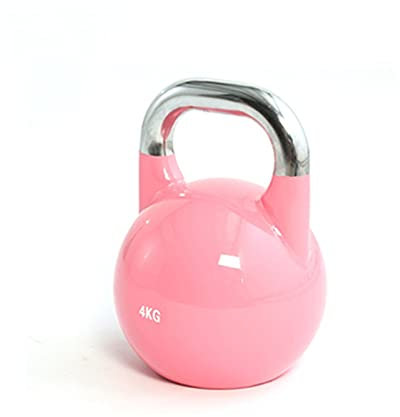 Konkurrenzfähige Kettlebell 4kg 8kg 12kg 16kg All-Stahl-Mädchen, die Hüft-Kniebeugen aus Stahl üben, massive Gusseisen-Dummköpfe Männer Home Fitness-Ausrüstung (Rosa, orange, blau, rot)(Pink-4kg)