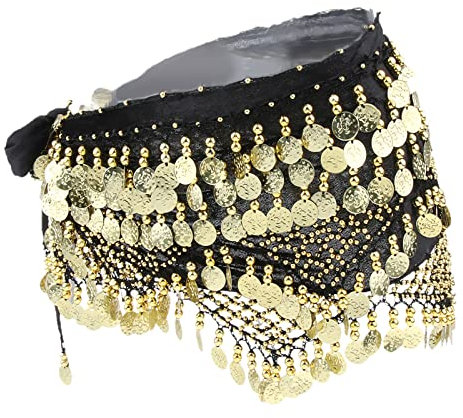 Floatdream magdans-midjehalsduk, magdans-höfthalsduk för kvinnor, magdansbälte, för scenföreställningar, födelsedagsföreställningar, festföreställningar, svart, 59.05 x 11.81zoll