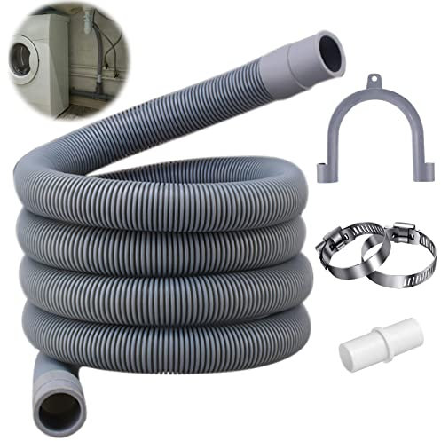 Seasboes 1.5 M Manguera de desagüe, Kit de extensión de manguera, Manguera de desagüe para lavadora, Universal Prolongación del tubo de desagüe para lavavajillas incluye abrazadera y abrazaderas
