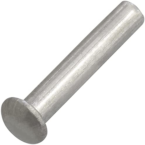 AERZETIX - C62030 - Satz von 10 Aluminiumnieten Ø4x20 mm mit halbrundem gewölbtem kopf - voll-/schlagniete - DIN 660 - silberfarben - nicht abnehmbare verbindung lederblech nietmaschine