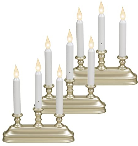 Xodus Innovations FPC1330P-3 Battery Operated 10 inch Window Candles with Tilt to Change Flame Color and Dusk to Dawn Light Sensor Timer with 3 Candle Candelabra Base (Pack of 3), Silver/Pewter