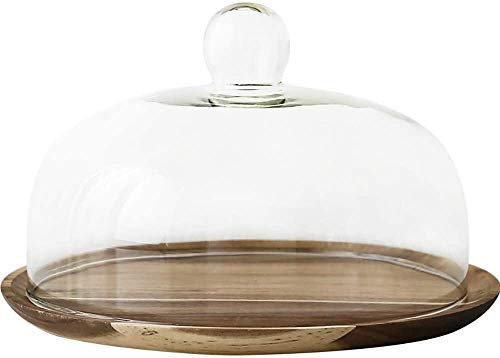 Frutero Fruteros de Cocina Bandeja De Madera con Tapa De Cúpula Cubierta De Cristal Postre Mesa Stand Stand De Té por La Tarde Stand Japonés Boda Banquete Buffet Comida Resistente (Size : Small)