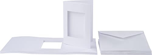 VBS 20er-Pack Passepartoutkarten Rechteck DIN A6 Weiß mit passende Umschläge Fotoalbum Einladungskarten Hochzeit